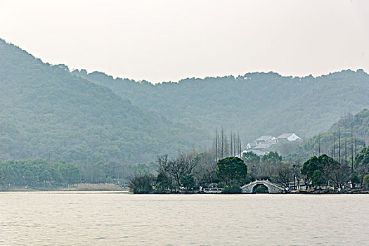 杭州湘湖山水景黄昏