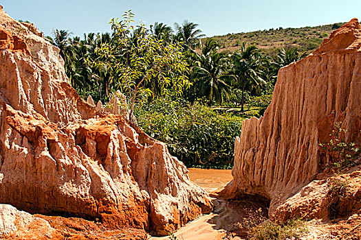 红河,峡谷,砂岩,河床,靠近,美尼,南,越南,亚洲