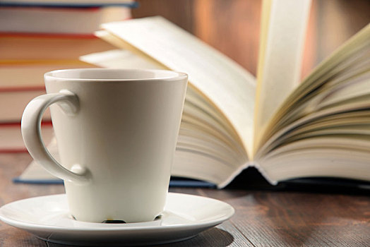 构图,书本,咖啡杯