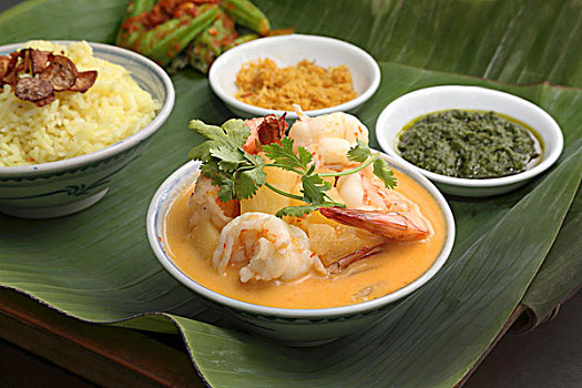 食物,对虾,咖哩,菠萝,马来西亚