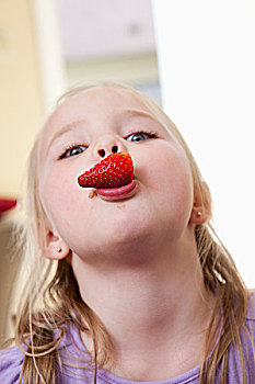 女孩,草莓,嘴