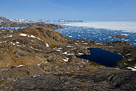 极地,河流,冰山,浮冰,东方,岛屿,格陵兰,北美