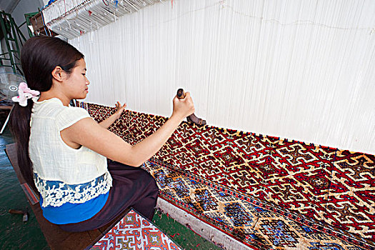 老挝,万象,魔幻,地毯,工艺品,女孩,编织