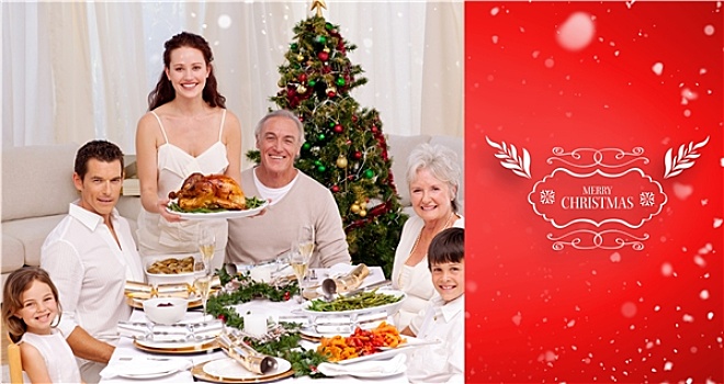 合成效果,图像,家庭,庆贺,圣诞晚餐,土耳其