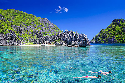 旅游,游泳,清水,群岛,巴拉望岛,菲律宾