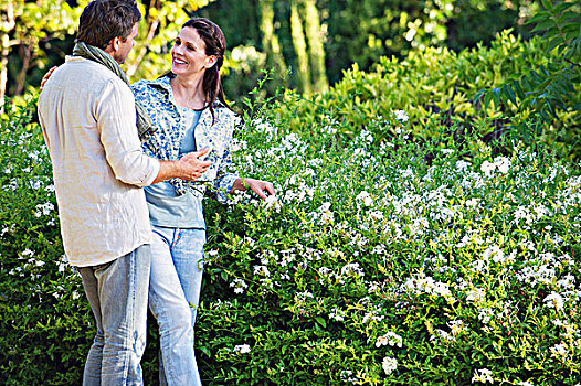 高兴,夫妻,浪漫,花园