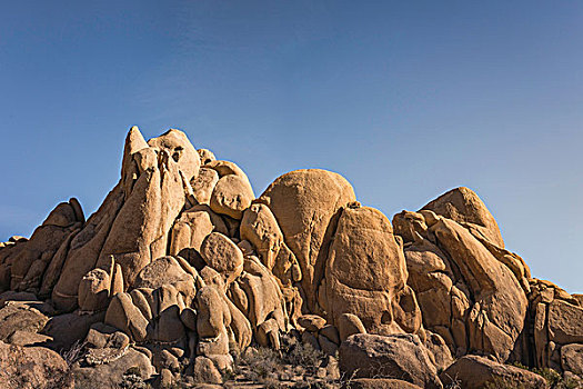 岩石构造,约书亚树国家公园,黄昏,加利福尼亚,美国