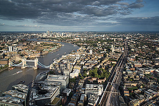 伦敦,城市天际线,俯视,夏天