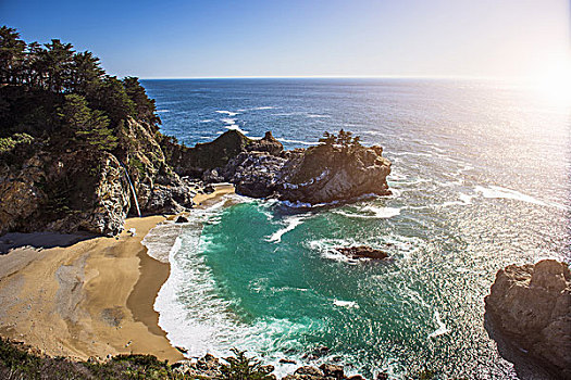 俯拍,海滩,海洋,大,加利福尼亚,美国