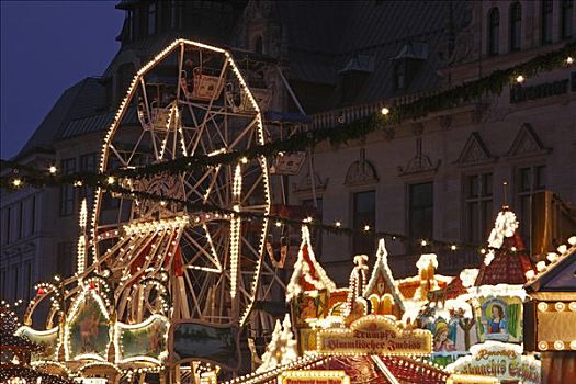 圣诞市场,正面,市政厅,不莱梅,德国,欧洲