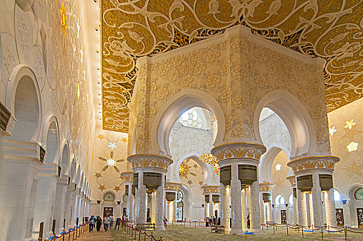 室内,大清真寺,阿布扎比,首都,阿联酋