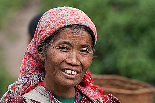 女人,部落,头像,山村,靠近,钳,金三角,缅甸,亚洲