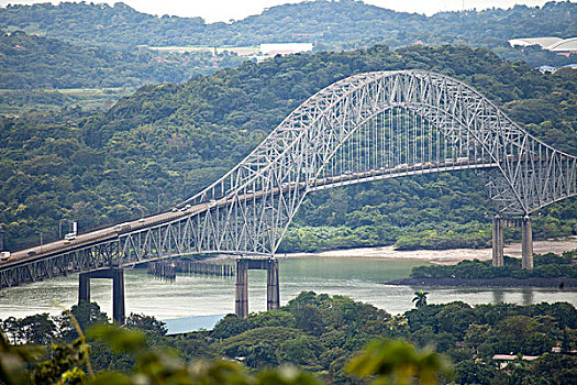 桥,美洲,拱形,上方,巴拿马运河,巴拿马市,巴拿马,中美洲