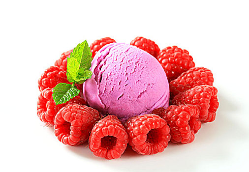 水果冰淇淋,新鲜,树莓