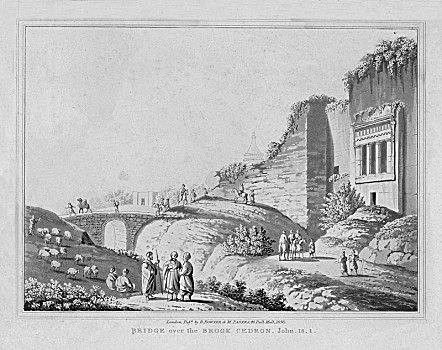 桥,上方,溪流,18世纪,艺术家