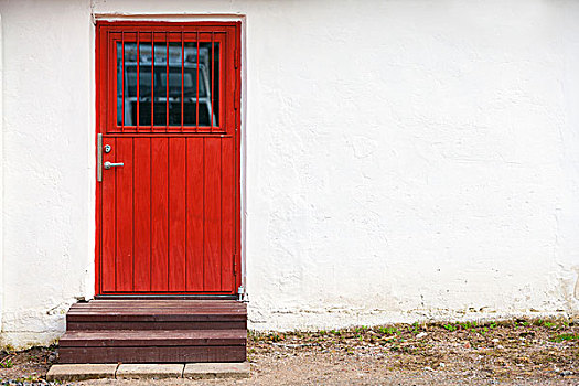 红色,木门,白色,乡村,墙壁,背景,纹理