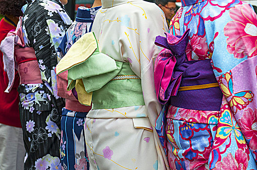 日本,女人,穿,传统,和服,走,街道,京都