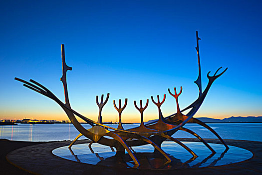 冰岛,雷克雅未克,太阳,现代,雕塑,维京