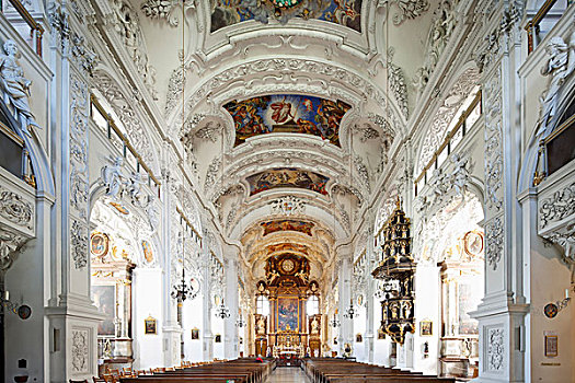 教堂,本尼特伯扬,寺院,上巴伐利亚,巴伐利亚,德国,欧洲
