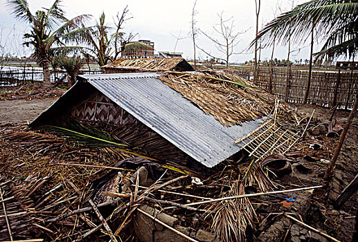 碎片,家,击打,气旋,孟加拉,一个,热带,纪录,地区