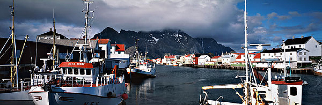 挪威,罗浮敦群岛,渔村,城镇,港口,大幅,尺寸