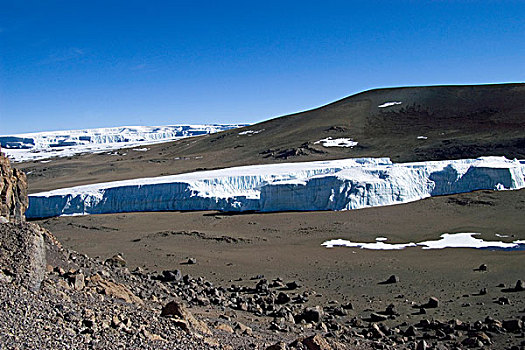 冰河,西部,顶峰,乞力马扎罗山,坦桑尼亚,非洲