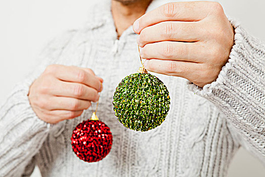 红色,绿色,圣诞节饰物