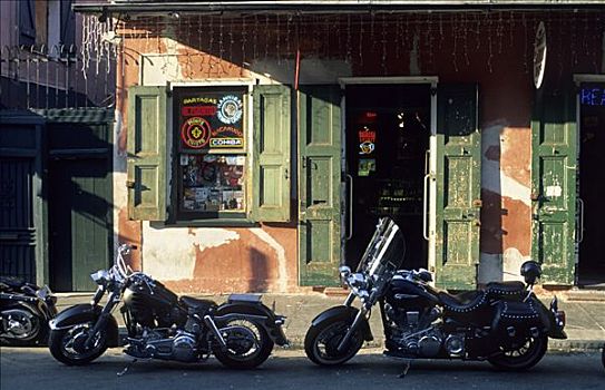 哈雷摩托,摩托车,正面,酒吧,法国区,新奥尔良