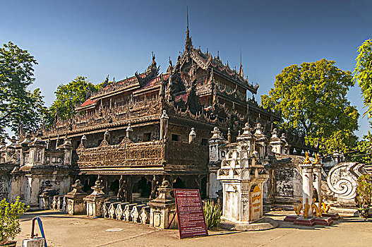 金色宫殿柚木寺,庙宇,曼德勒,缅甸