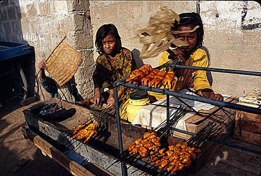 孩子,销售,烤肉,附近,违法,移民,生活方式,卡拉奇,巴基斯坦