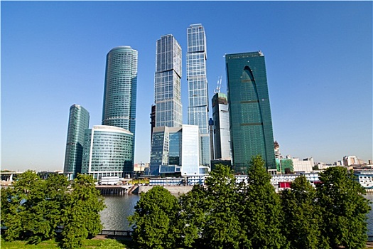 摩天大楼,莫斯科,城市,蓝天,云