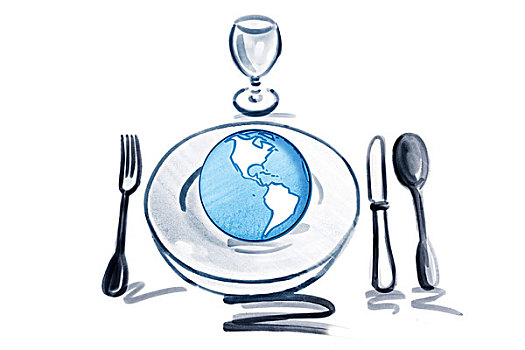 餐具摆放,地球,盘子