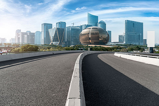 路面天际线和钱江新城全景