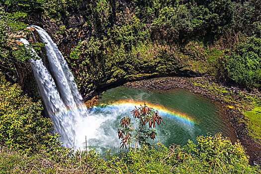 威陆亚,瀑布,风景,夏威夷,岛屿,考艾岛