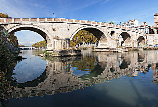 桥,上方,台伯河,罗马,拉齐奥,意大利,欧洲