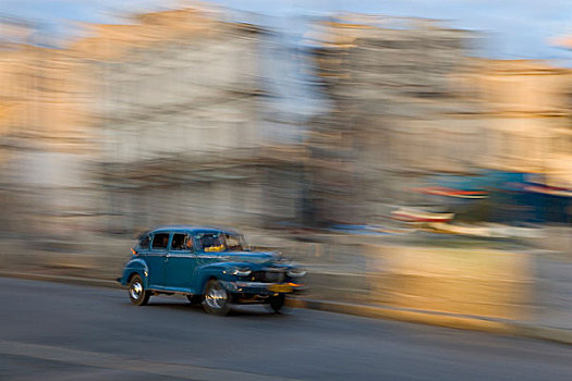 艺术,模糊,图像,老爷车,哈瓦那,古巴