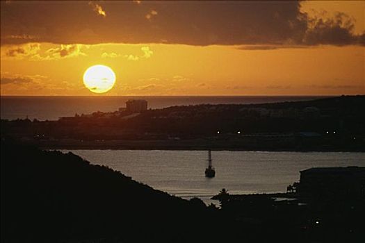 海景,日落,维京群岛