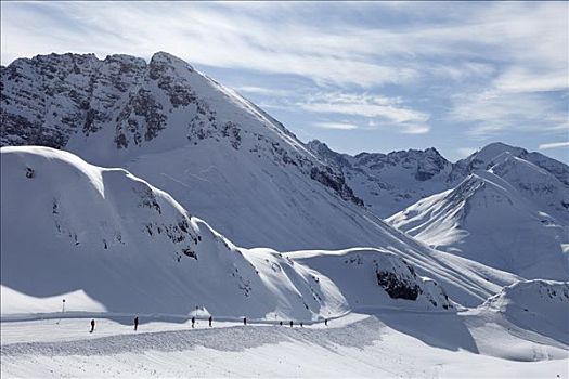滑雪,胜地,左边,顶峰,奥地利