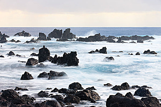 火山岩,石头,海滩,公园,夏威夷大岛,夏威夷