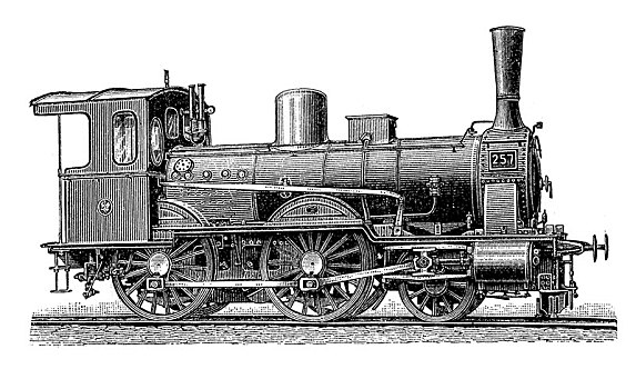 列车,19世纪,客运列车,普鲁士,铁路,木刻,德国,欧洲