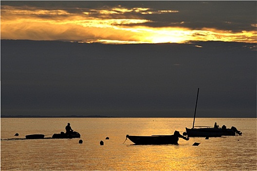 日落,海洋,布列塔尼半岛