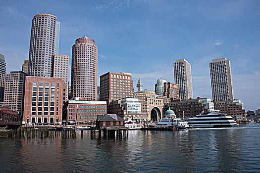 马萨诸塞,波士顿,市区,城市天际线,水岸,区域,风景,码头,大幅,尺寸