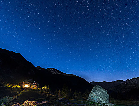 星空,高处,夜晚,斯拉德明,陶安,阿尔卑斯山,施蒂里亚,奥地利,欧洲