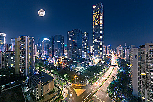 中国广东深圳南山中心区都市夜景