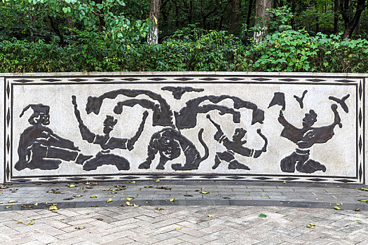 中国江苏省徐州汉文化景区画像石风格浮雕