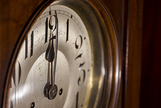 十二点,特写,脸,古老,木质,钟表