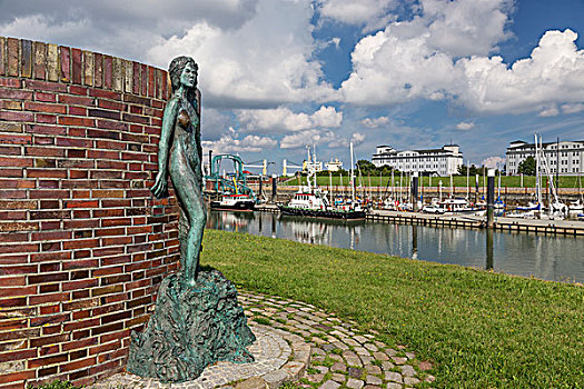 青铜,雕塑,拿骚,港口,下萨克森,德国,欧洲