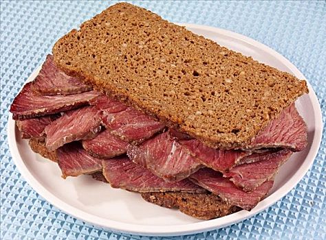 牛肉,三明治,黑麦面包