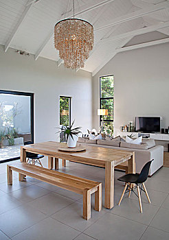 木质,餐桌,长椅,鲜明,生活方式,区域