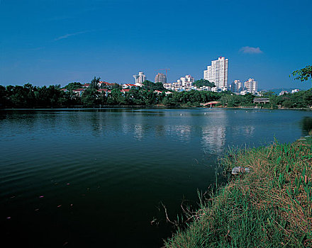 场景,珠海,城市,现代建筑,湖